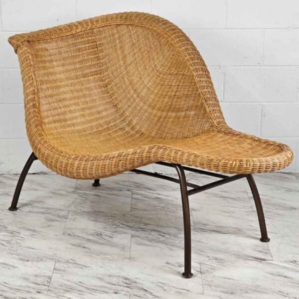 Vintage Woven Wicker Chaise Lounge